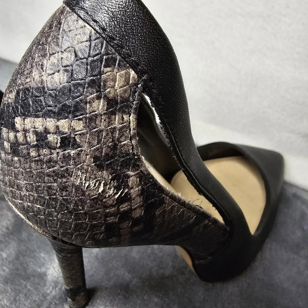 Zara Black Snakeskin Print Pointed Toe Heels - Picture 4 of 13